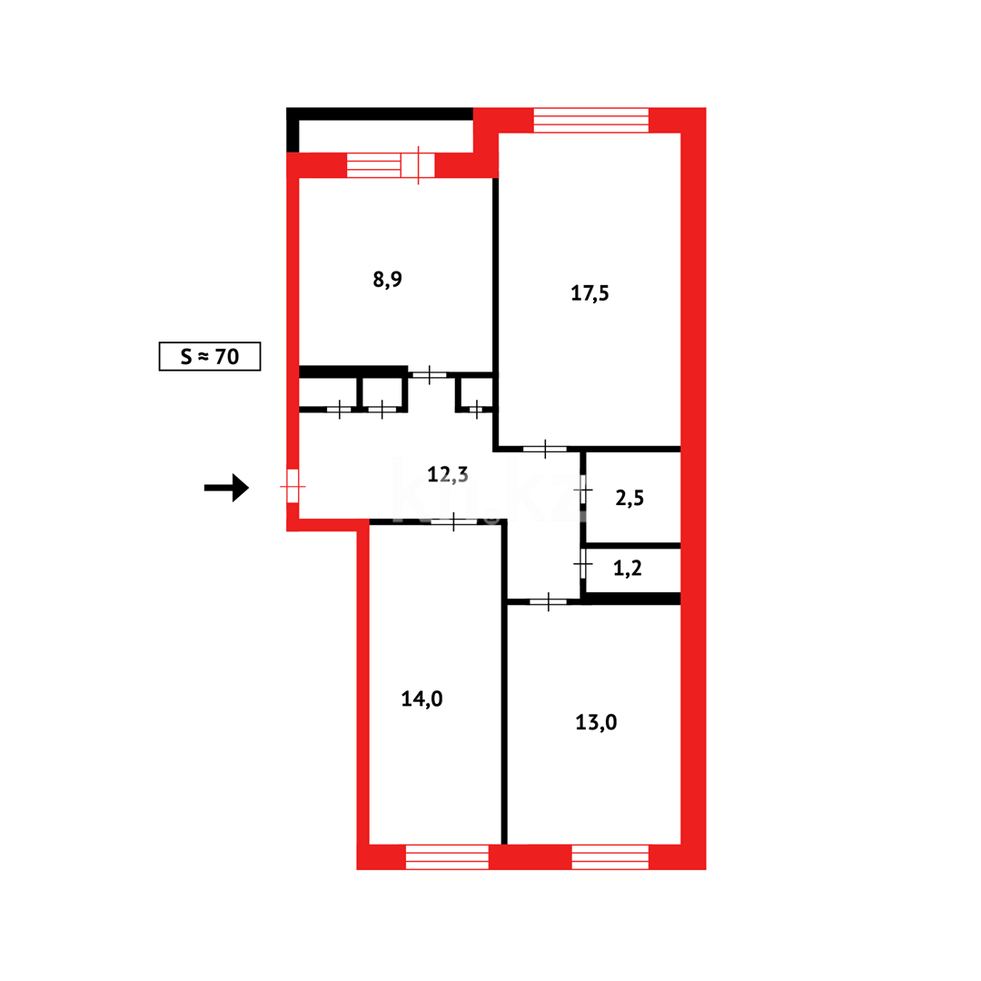 Продажа 3-комнатной квартиры, 71 м², ул. Амангельды - Продажа  трехкомнатных квартир в Темиртау фото 18 из 18