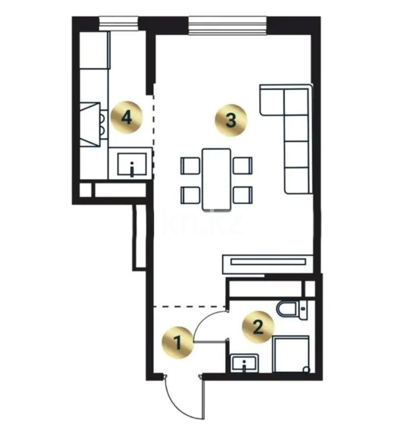 Продажа 2-комнатной квартиры, 42.61 м², ул. Сыбызгы, дом  100 стр - Продажа квартир в Алматы фото 1 из 1