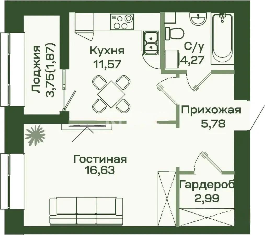 Продажа 1-комнатной квартиры, 43.11 м² - Продажа недвижимости в Астане - страница 23 фото 1 из 1
