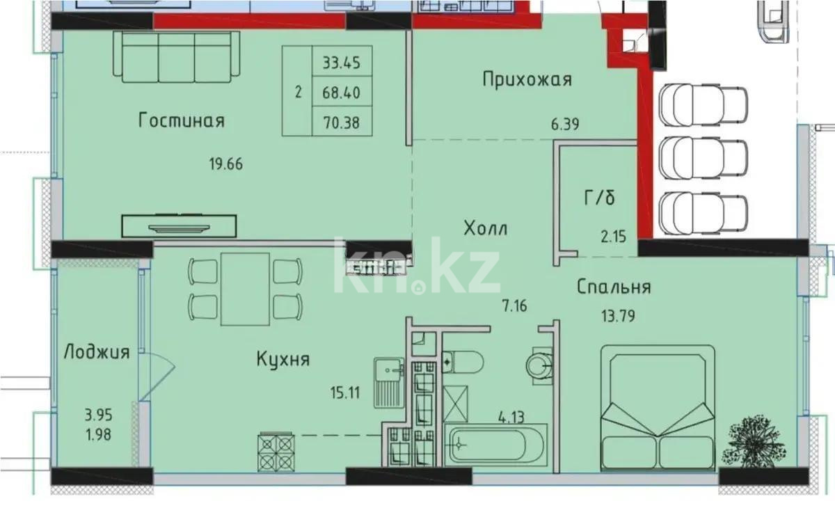 Продажа 2-комнатной квартиры, 70 м², пр. Улы Дала, дом  27 - Продажа квартир в Астане фото 1 из 1