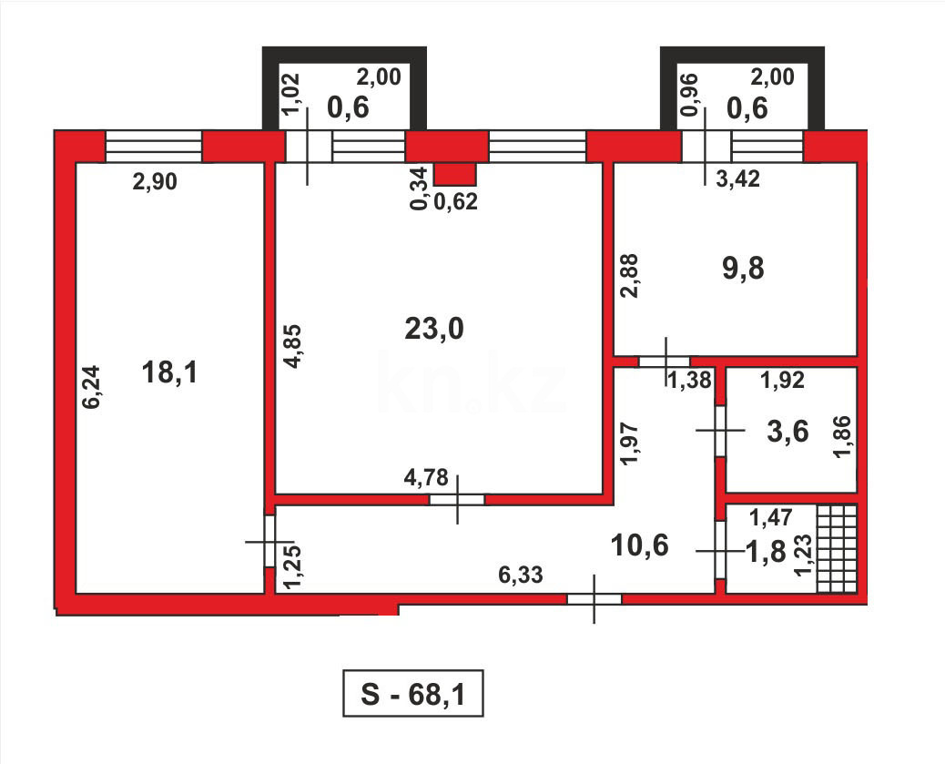 Продажа 2-комнатной квартиры, 67 м², пр. Республики - Продажа  двухкомнатных квартир в Караганде фото 14 из 14