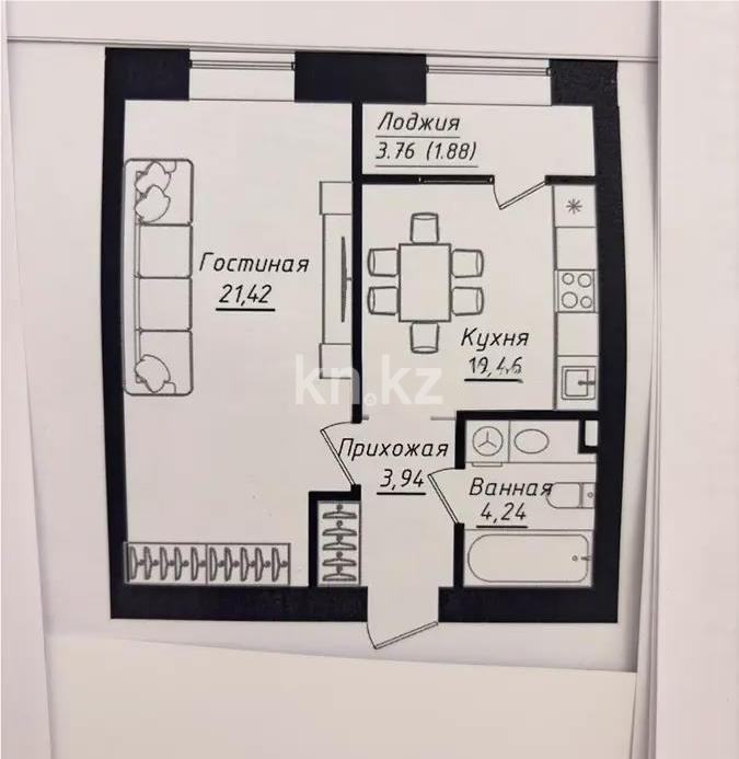 Продажа 1-комнатной квартиры, 42 м² в Астане