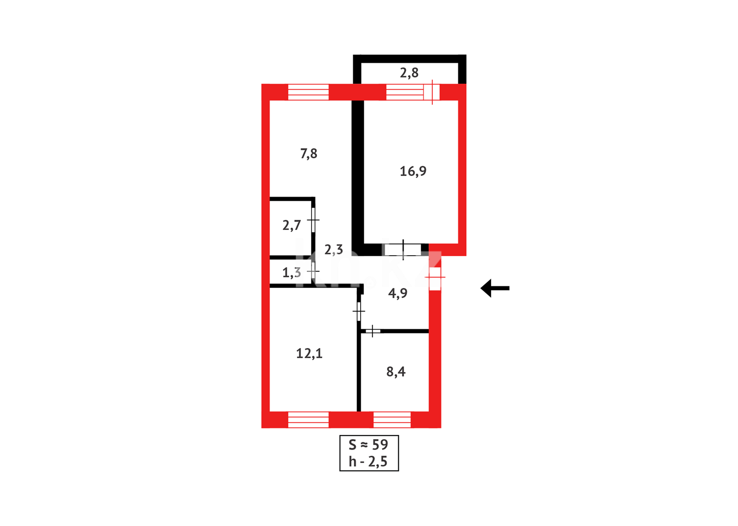 Продажа 3-комнатной квартиры, 59 м² в Абае - фото 6