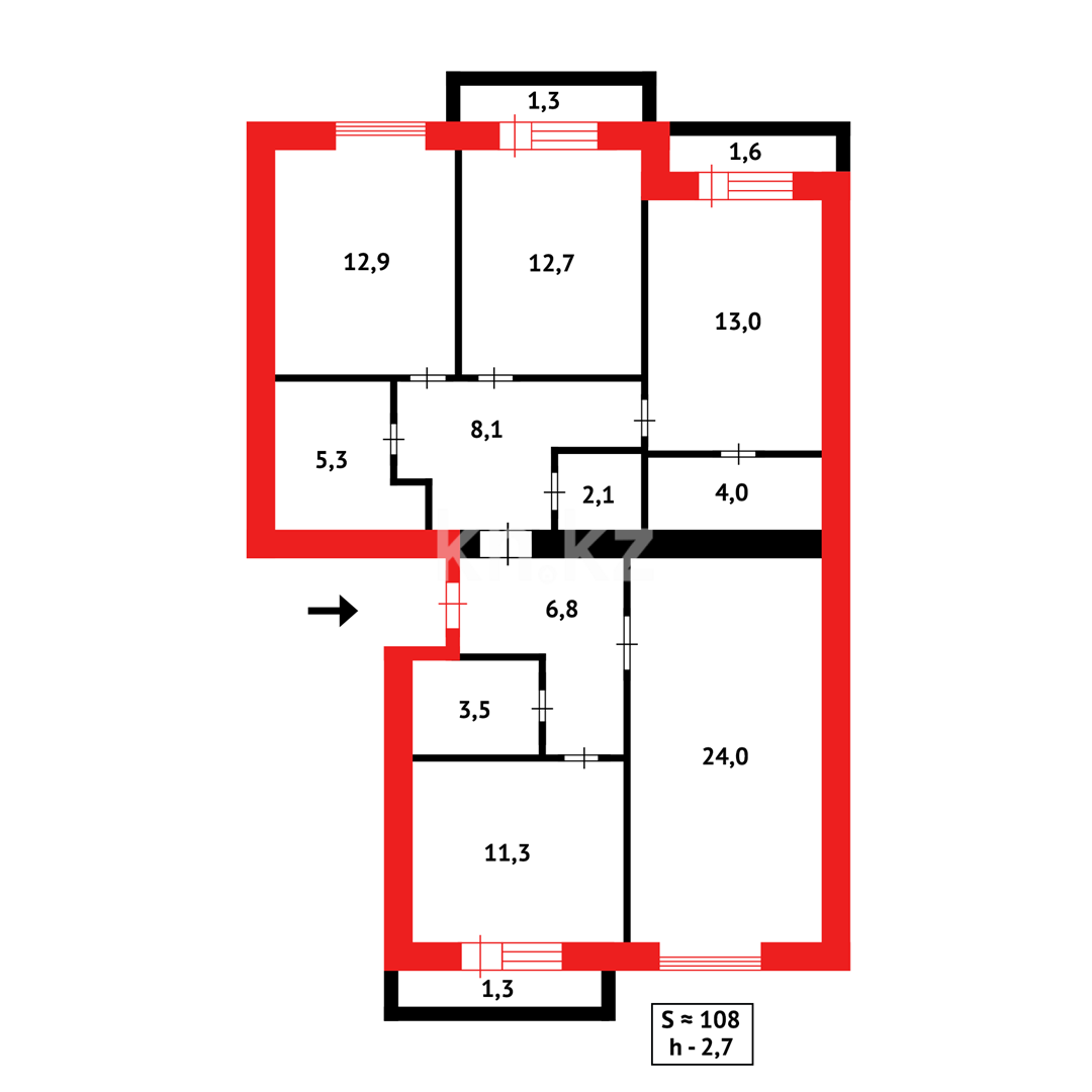 Продажа 4-комнатной квартиры, 110 м², ул. Букетова, дом  60/2 - Продажа квартир в Казахстане фото 39 из 39
