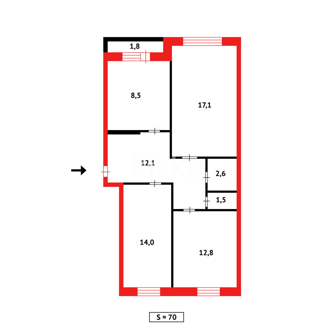 Продажа 3-комнатной квартиры, 70 м², ул. Амангельды в Темиртау - фото 3
