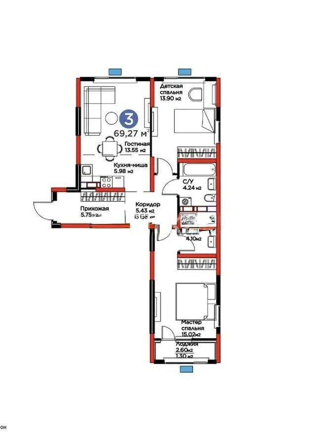 Продажа 3-комнатной квартиры, 69.95 м² в Алматы - фото 4