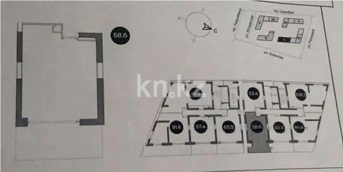 Продажа 2-комнатной квартиры, 58.6 м² - Недвижимость в Алматы фото 1 из 1