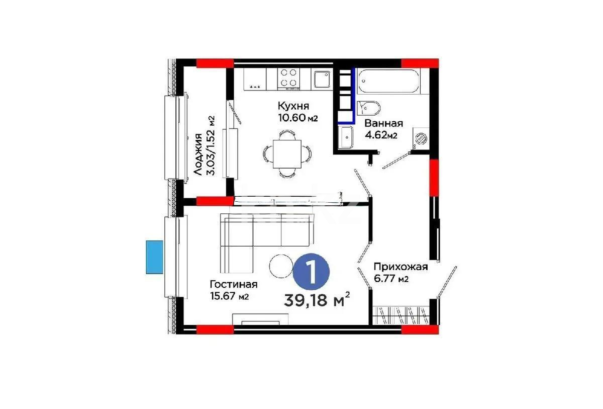 Продажа 1-комнатной квартиры, 39.18 м² - Недвижимость в Казахстане - страница 3 фото 1 из 1