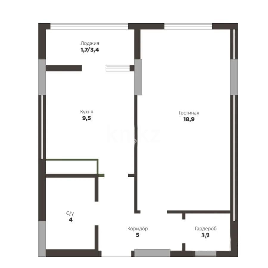 Продажа 1-комнатной квартиры, 41.5 м² в Астане