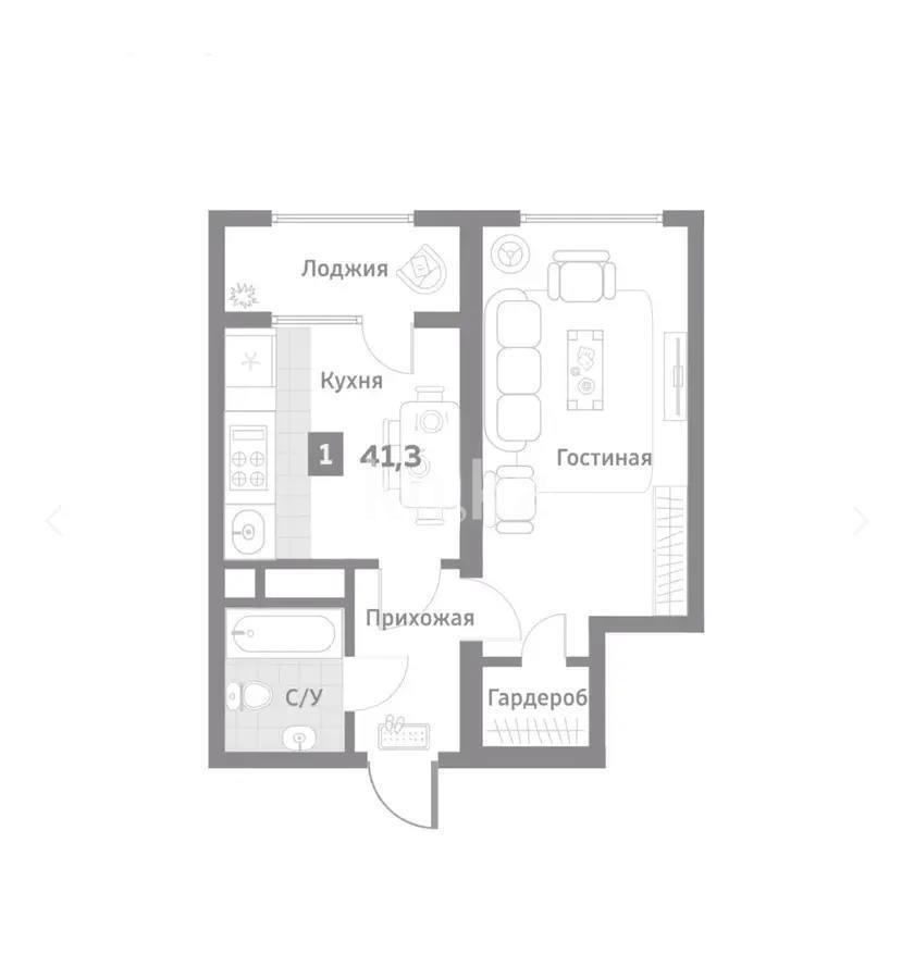Продажа 1-комнатной квартиры, 41.31 м², ул. Муратбаева, дом  14 в Алматы - фото 3