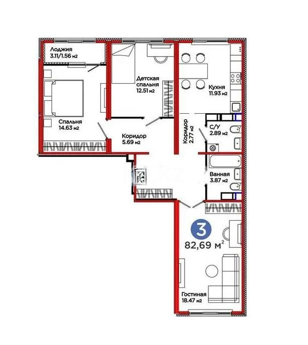 Продажа 3-комнатной квартиры, 82 м² в Астане - фото 5