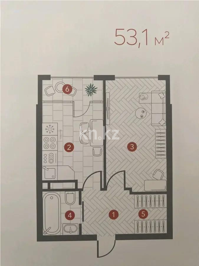Продажа 2-комнатной квартиры, 53.1 м² - Продажа квартир в Казахстане - страница 49 фото 1 из 1