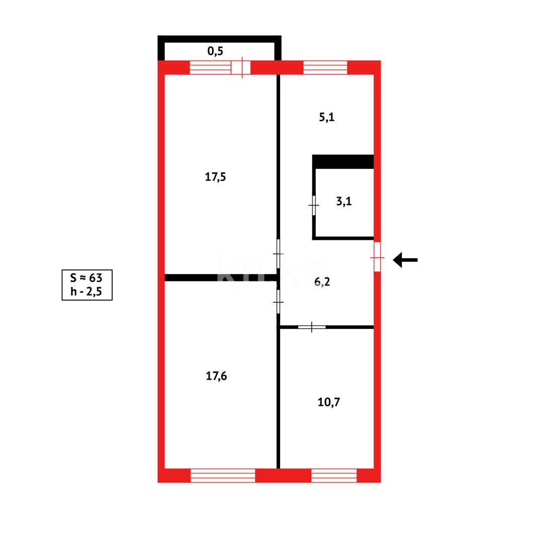 Продажа 3-комнатной квартиры, 61 м², пр. Момышулы в Темиртау - фото 14