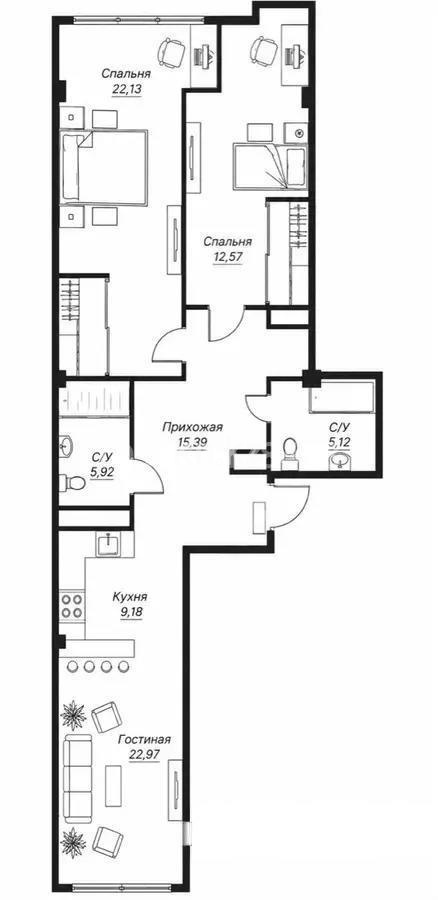 Продажа 3-комнатной квартиры, 100 м² - Продажа трехкомнатных квартир в Казахстане - страница 15 фото 1 из 1