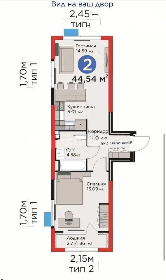 Продажа 2-комнатной квартиры, 45 м² - Продажа квартир от собственников в Алматы - страница 55 фото 1 из 1