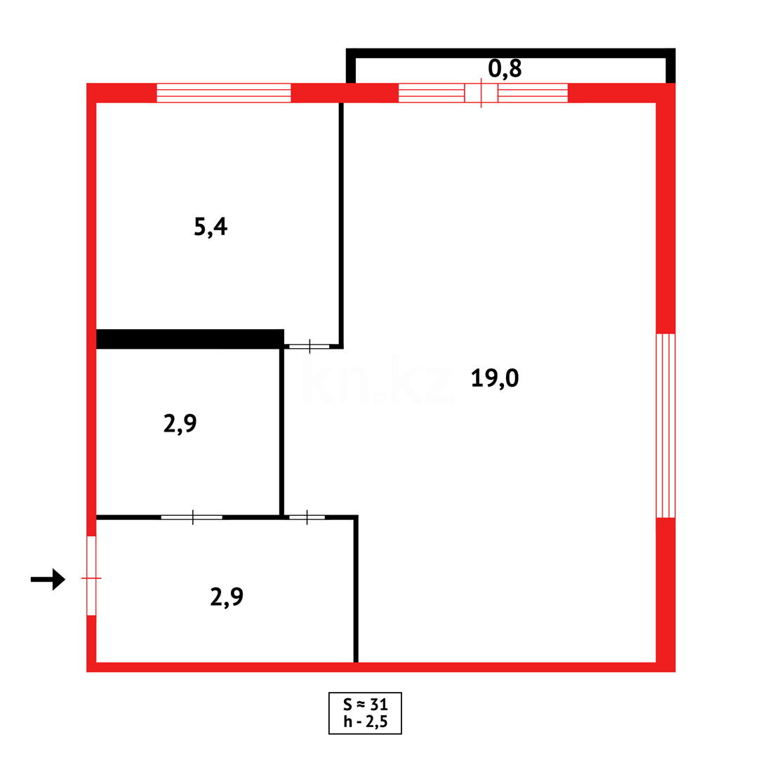 Продажа 1-комнатной квартиры, 31 м² - Продажа квартир в Майкудуке Караганды - страница 2 фото 8 из 8