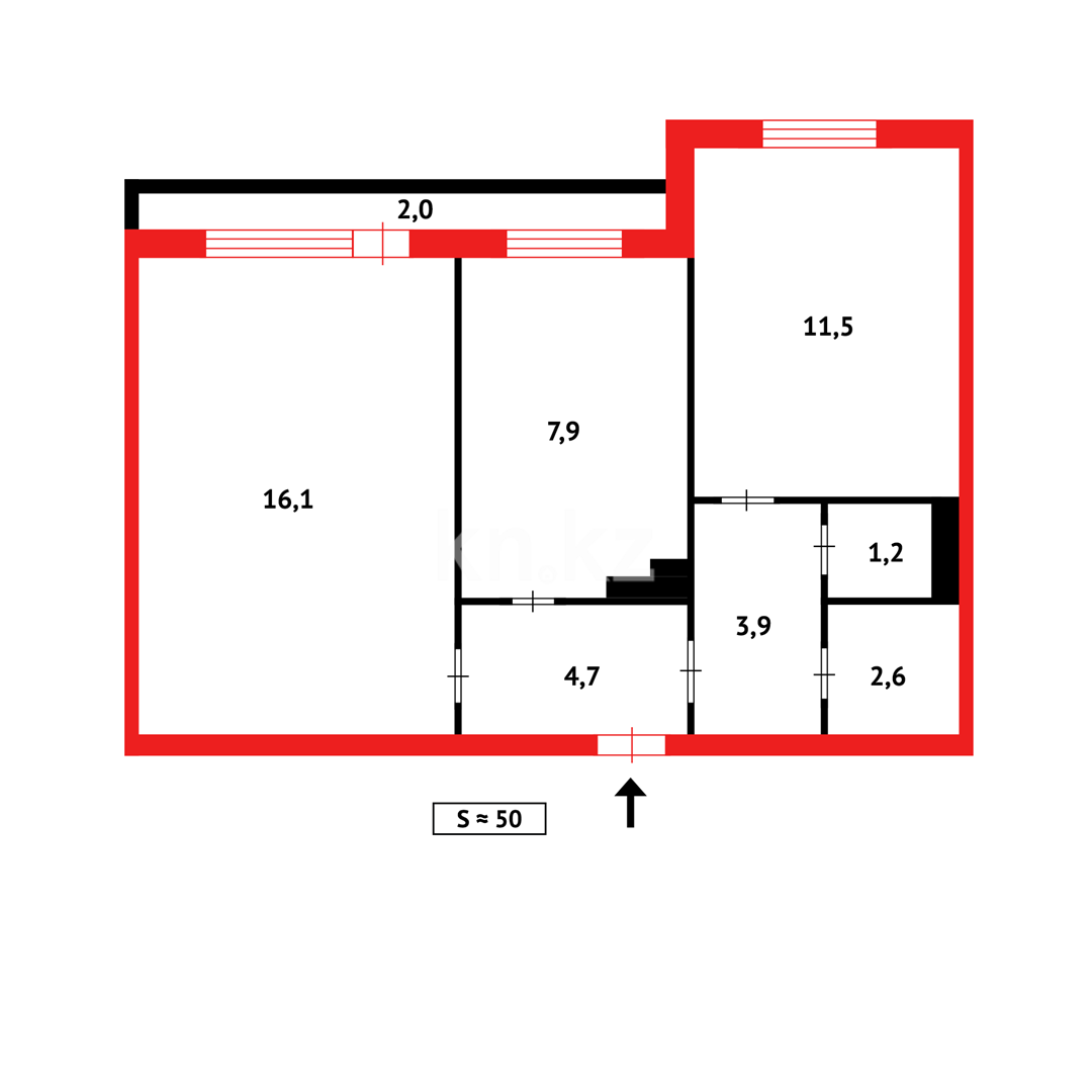 Продажа 2-комнатной квартиры, 49 м², мкр-н Мамраева (Восток-5) - Продажа квартир в Караганде фото 17 из 17