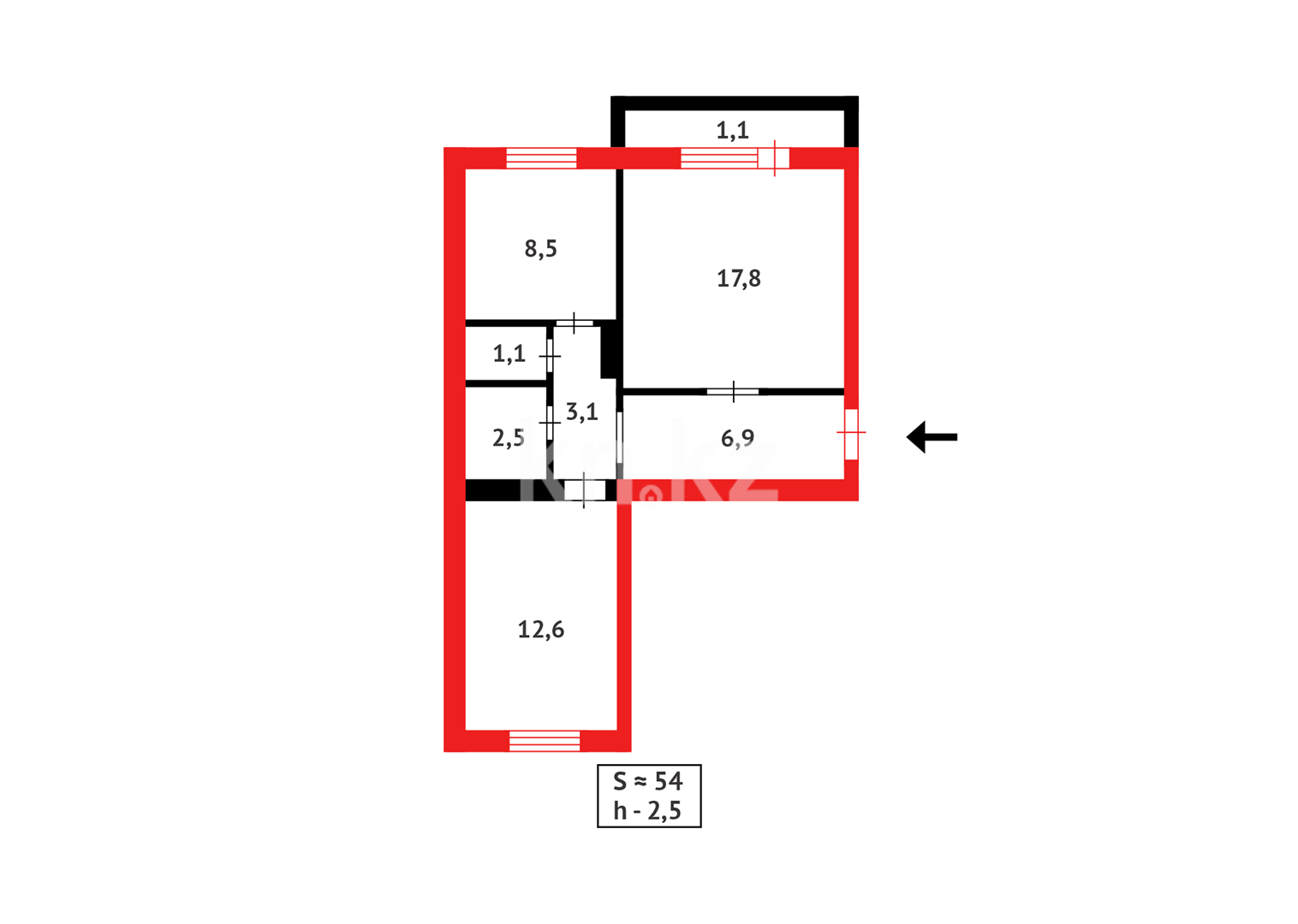 Продажа 2-комнатной квартиры, 53.6 м², мкр. Горняк, дом  86 - Продажа квартир в Сарани фото 2 из 11