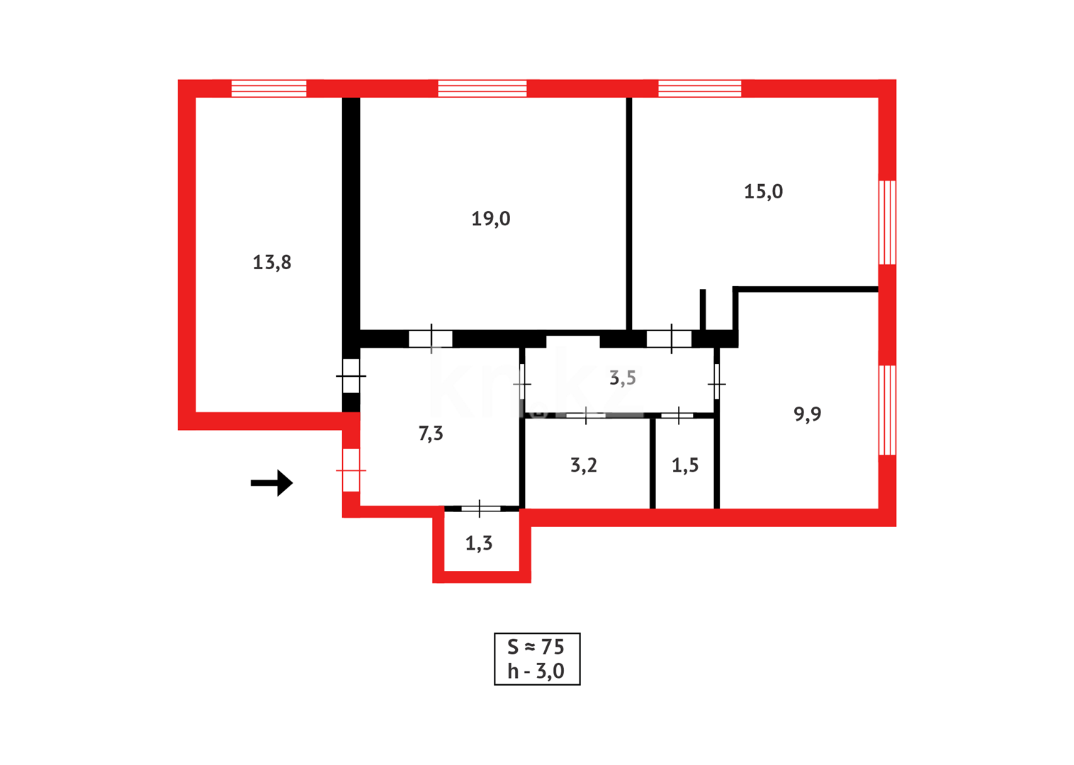 Продажа 3-комнатной квартиры, 74 м² - Недвижимость в Темиртау - страница 7 фото 16 из 16
