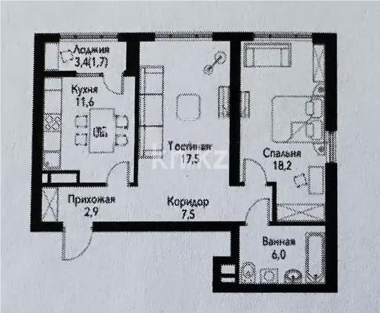 Продажа 2-комнатной квартиры, 65.4 м² в Алматы
