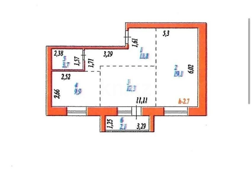 Продажа 2-комнатной квартиры, 59 м² в Астане