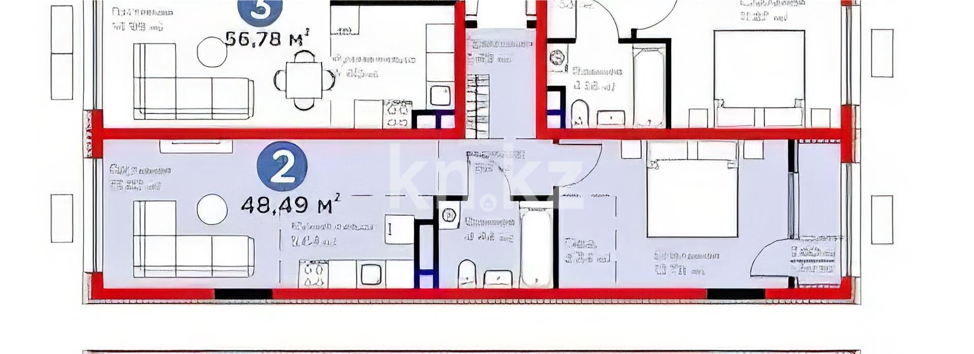 Продажа 2-комнатной квартиры, 48.5 м², мкр. Гажайып, дом  11/19 - Продажа  двухкомнатных квартир в Алматы без посредников фото 1 из 1