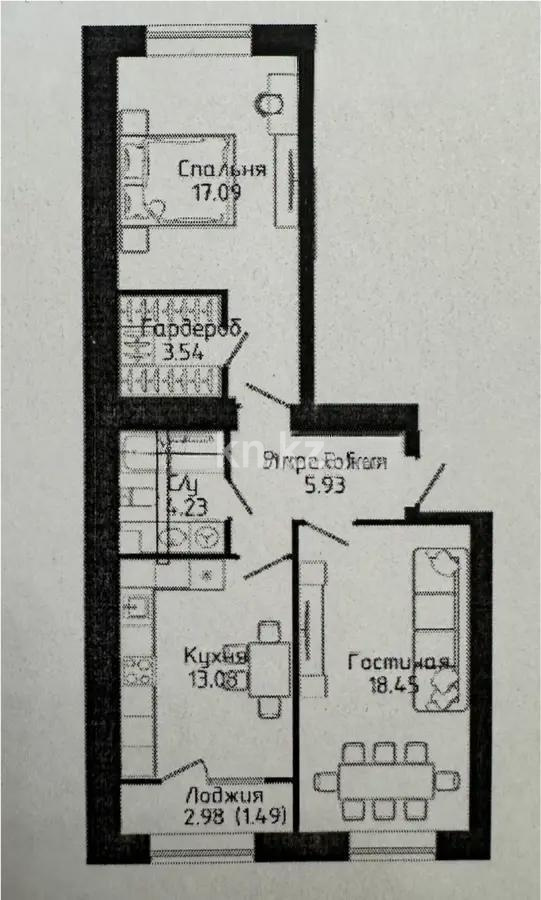 Продажа 2-комнатной квартиры, 63.81 м², ул. Нажимеденова, дом  30/1 - Продажа квартир в Астане фото 1 из 1