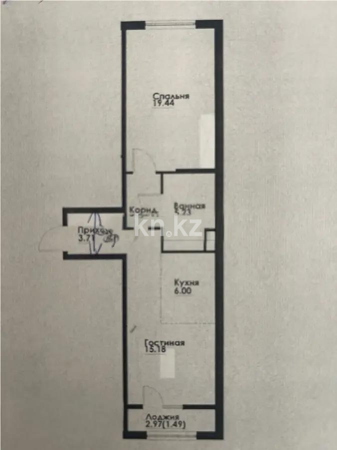 Продажа 2-комнатной квартиры, 55.3 м² в Алматы