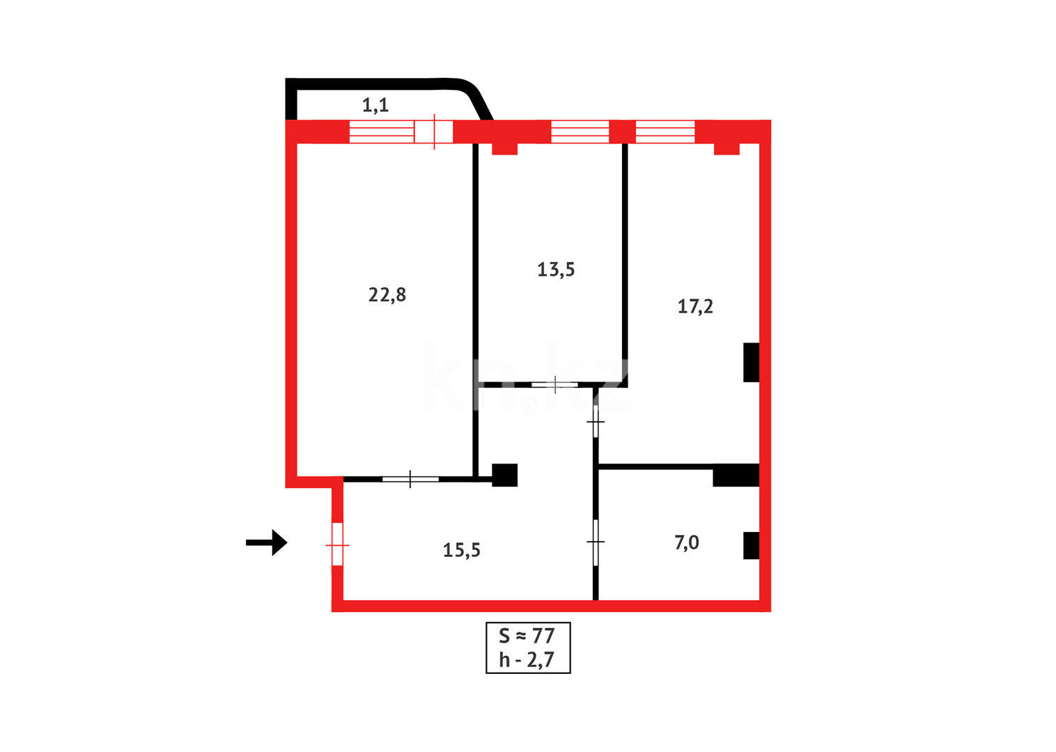 Продажа 2-комнатной квартиры, 77 м², ул. Кенесары в Астане - фото 7