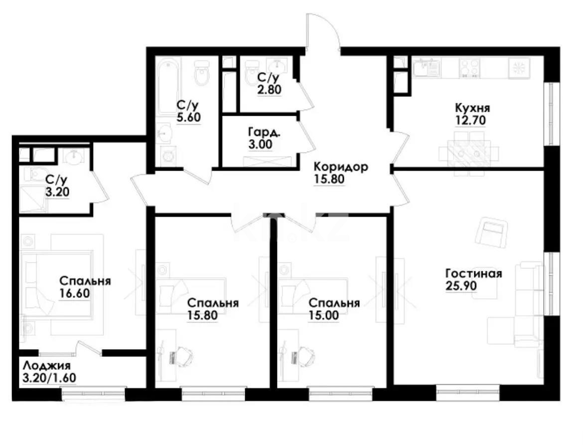 Продажа 4-комнатной квартиры, 118 м² - Продажа квартир в кирпичном доме в Алматы - страница 3 фото 1 из 1