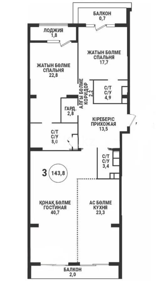 Продажа 4-комнатной квартиры, 143 м² - Продажа четырехкомнатных квартир от собственников в Алматы - страница 2 фото 1 из 1