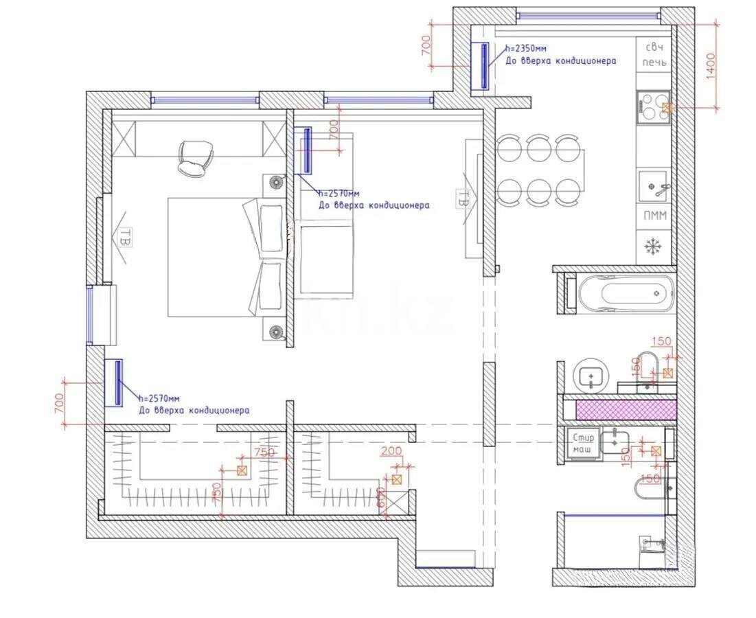 Продажа 2-комнатной квартиры, 74 м² в Алматы