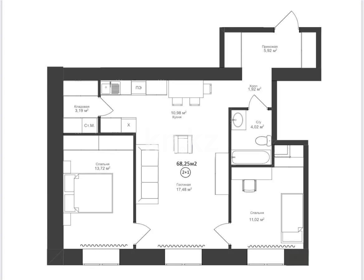 Продажа 2-комнатной квартиры, 68.25 м², ул. Караменде Би Шакаулы, дом  13 стр - Продажа  двухкомнатных квартир в новостройках Астаны фото 1 из 1