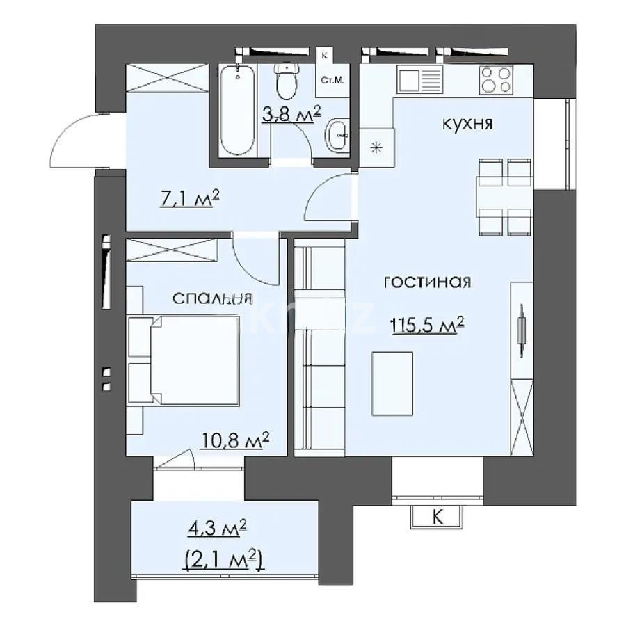 Продажа 2-комнатной квартиры, 51 м², 067 учетный квартал, дом  участок 502 - Продажа  двухкомнатных квартир в новостройках Караганды без посредников фото 1 из 1