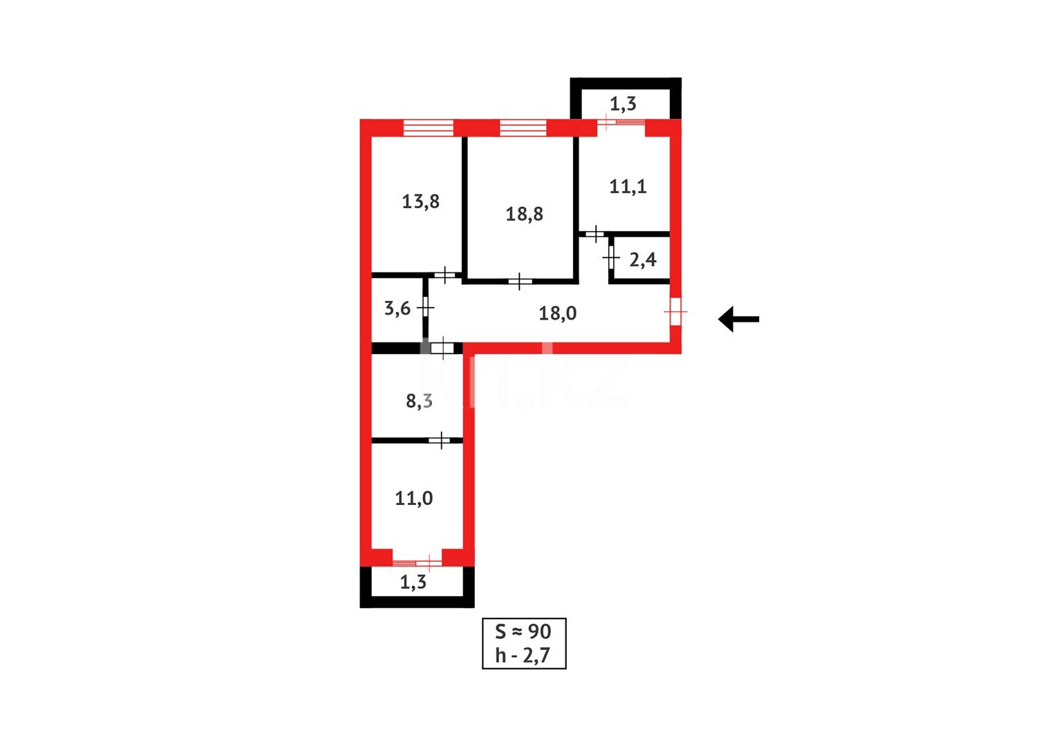 Продажа 3-комнатной квартиры, 90 м² в Караганде - фото 18