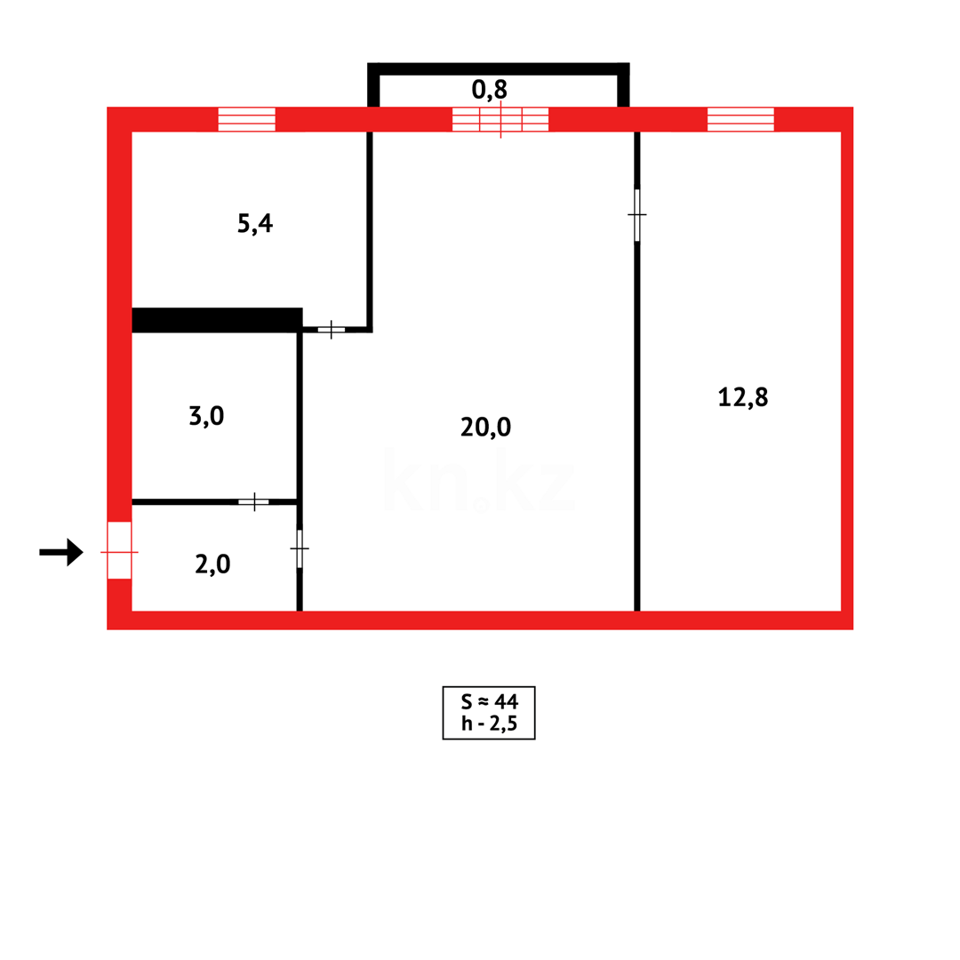 Продажа 2-комнатной квартиры, 44 м² - Продажа двухкомнатных квартир в блочном доме в Казахстане - страница 2 фото 5 из 5
