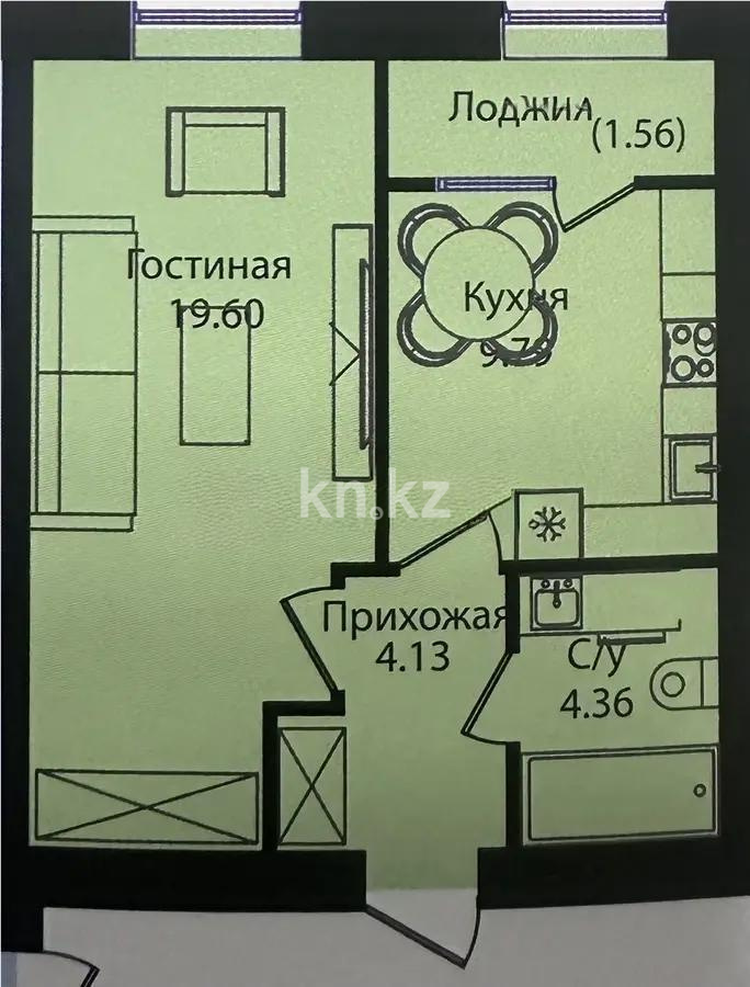 Продажа 1-комнатной квартиры, 39.3 м², ул. Е-15, дом  16 - Продажа  однокомнатных квартир в Астане без посредников с фото фото 1 из 1