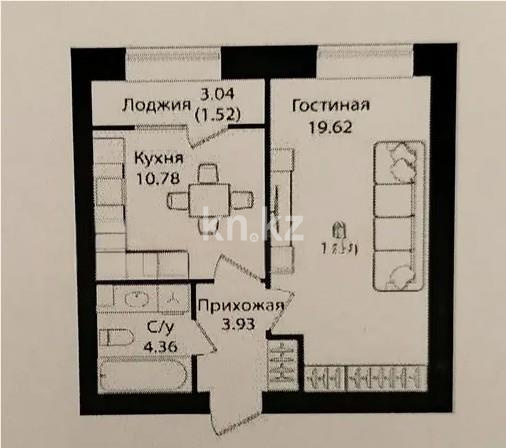 Продажа 1-комнатной квартиры, 40.21 м², ул. Е-15, дом  16 в Астане - фото 3
