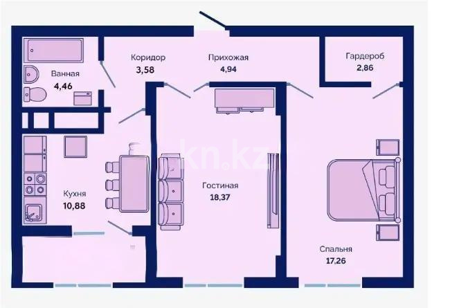 Продажа 2-комнатной квартиры, 68 м², пр. Туран, дом  89/3 в Астане