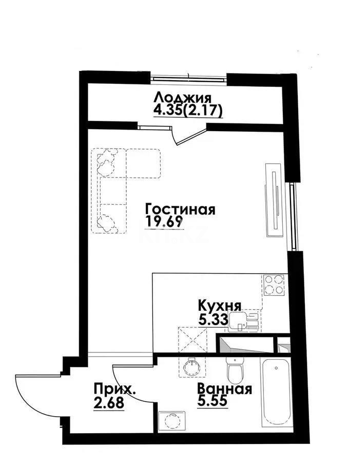 Продажа 1-комнатной квартиры, 35.41 м² в Алматы