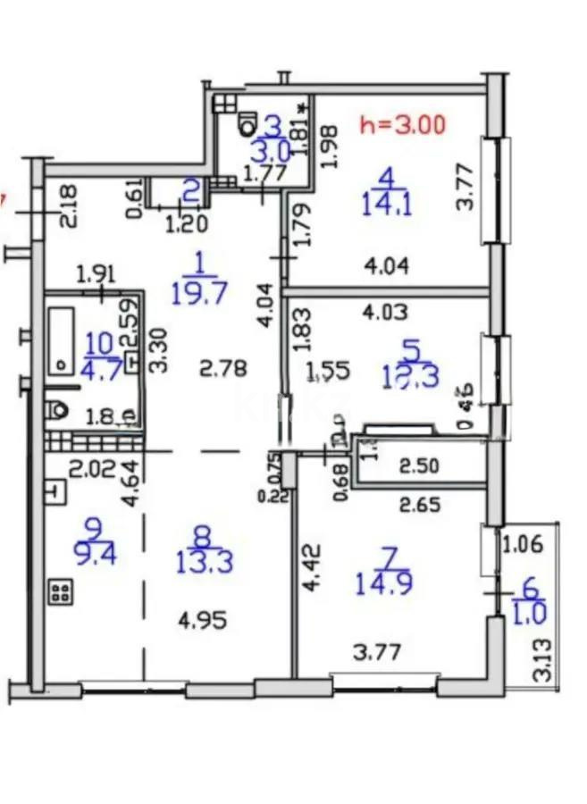 Продажа 4-комнатной квартиры, 93.1 м², ул. Момышулы, дом  5/3 - Продажа квартир в Алматы фото 1 из 1