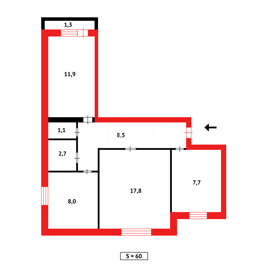 Продажа 3-комнатной квартиры, 63 м², мкр. Восток-2 в Караганде - фото 10