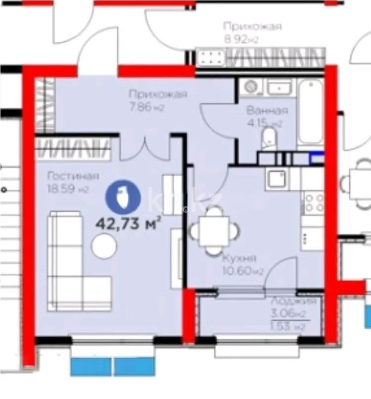 Продажа 1-комнатной квартиры, 43 м² в Алматы