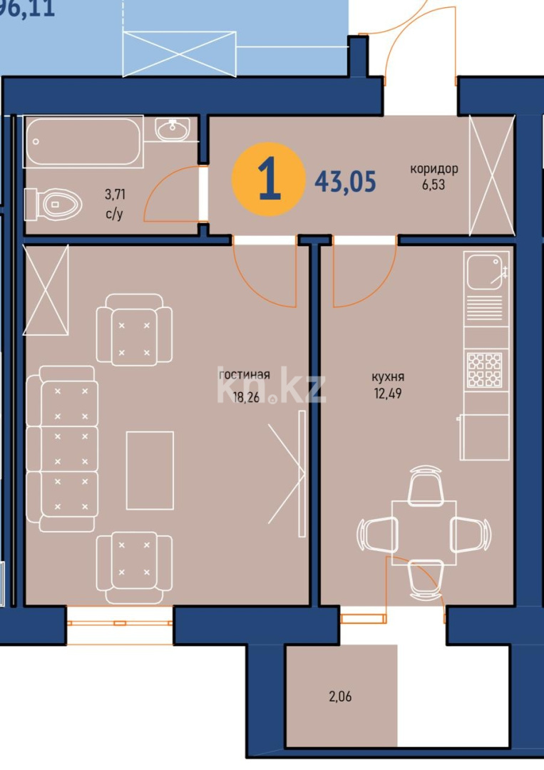 Продажа 2-комнатной квартиры, 43.5 м² в Астане - фото 6