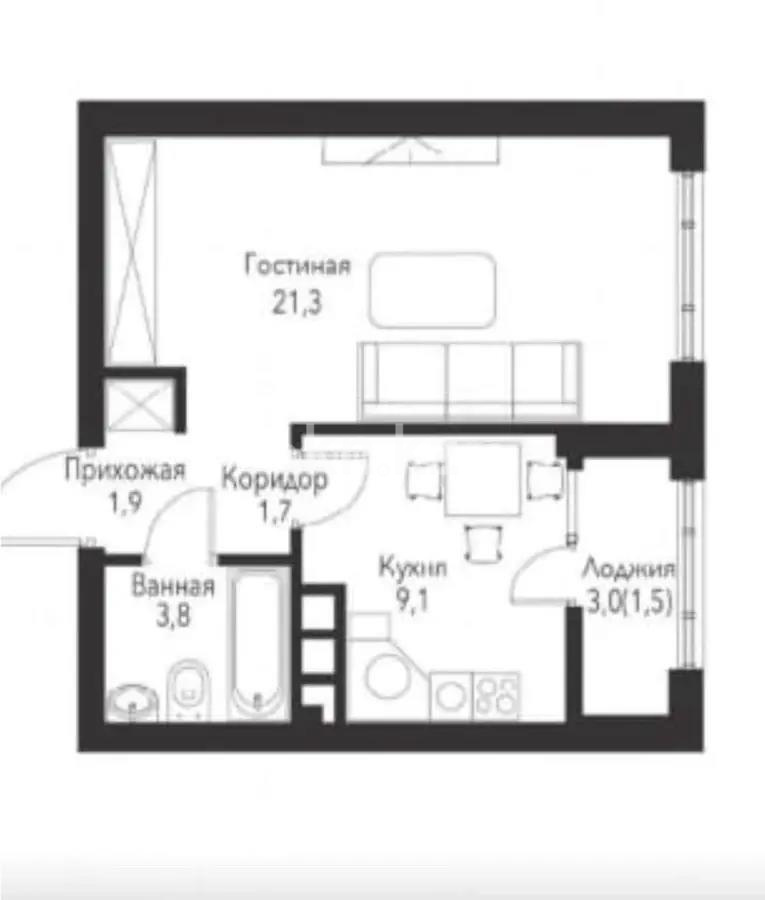 Продажа 1-комнатной квартиры, 39.9 м², пр. Рыскулова, дом  2б/2 - Продажа квартир в Алматы фото 2 из 2