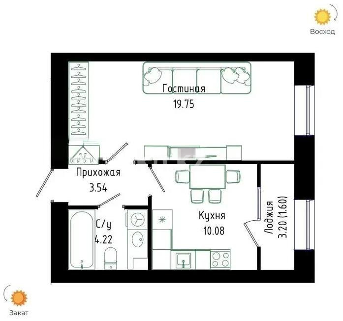 Продажа 1-комнатной квартиры, 39.2 м², ул. Нажимеденова, дом  30/1 в Астане