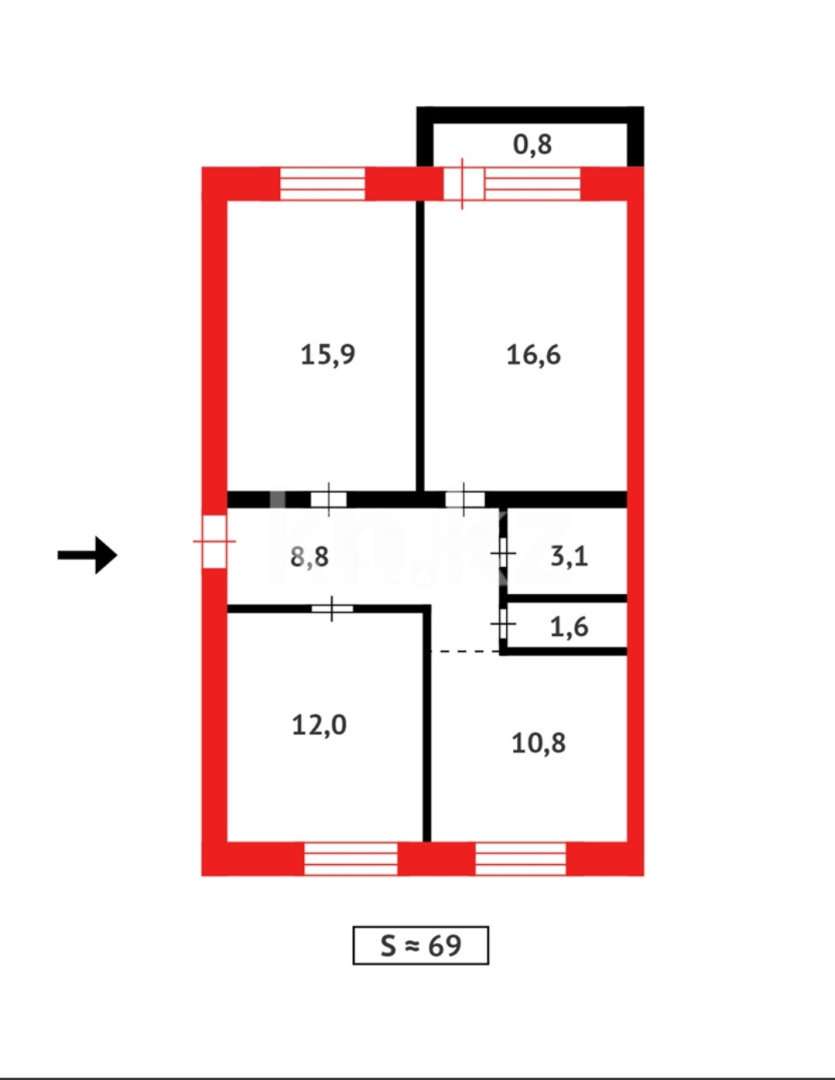 Продажа 3-комнатной квартиры, 69 м² в Караганде - фото 12