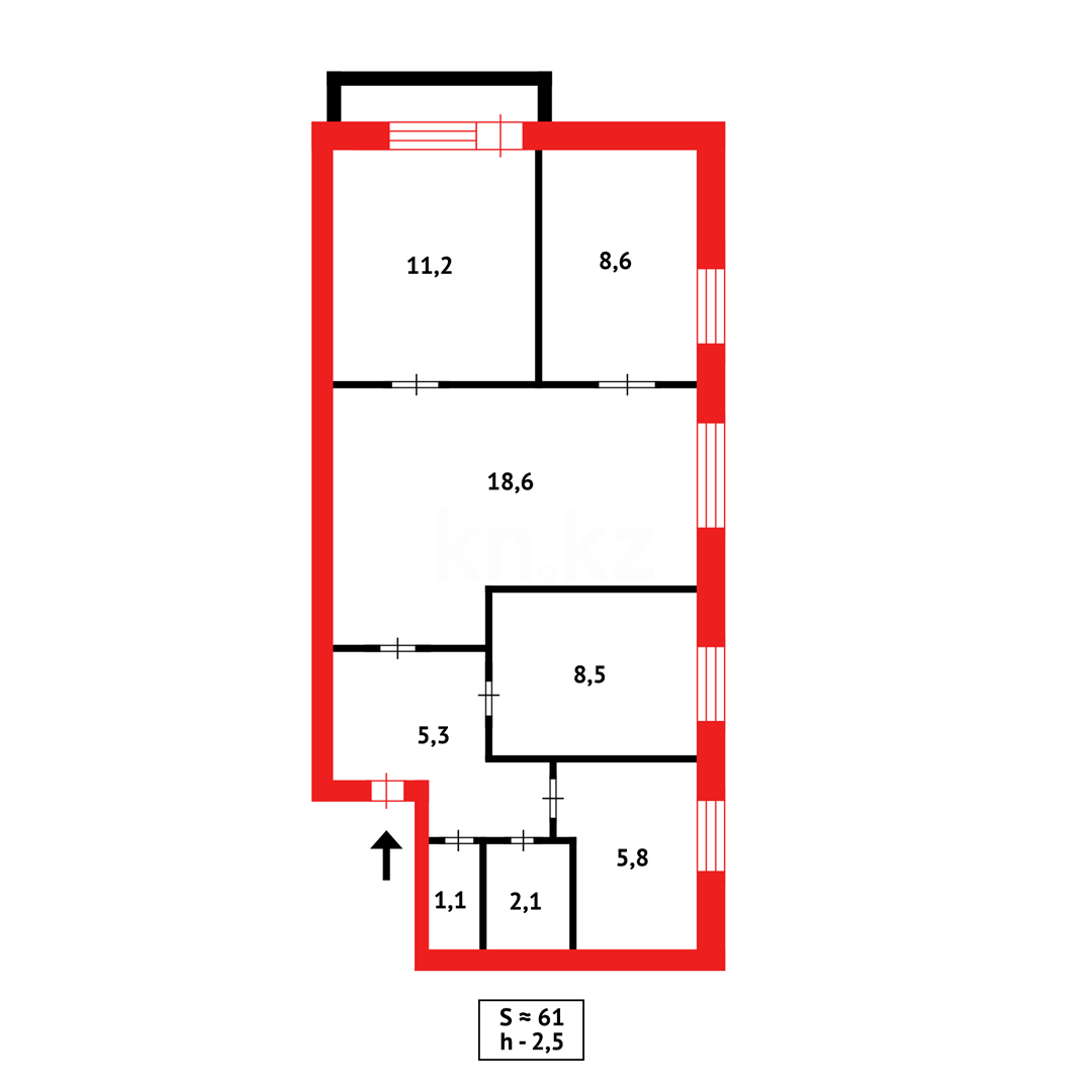 Продажа 4-комнатной квартиры, 61 м², ул. Орлова - Продажа квартир в Караганде фото 15 из 15