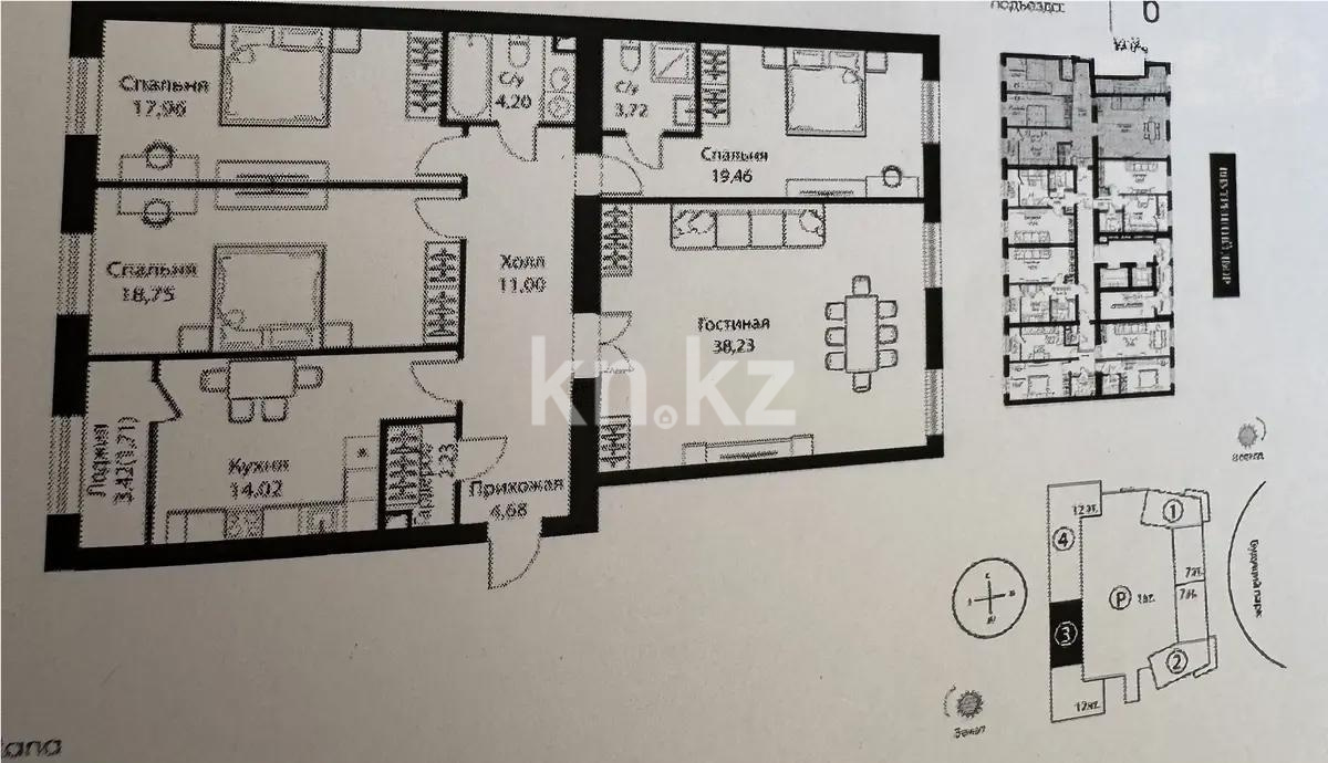 Продажа 4-комнатной квартиры, 136 м², ул. Жошы хана, дом  12/3 - Продажа  четырехкомнатных квартир в Астане без посредников с фото фото 1 из 1