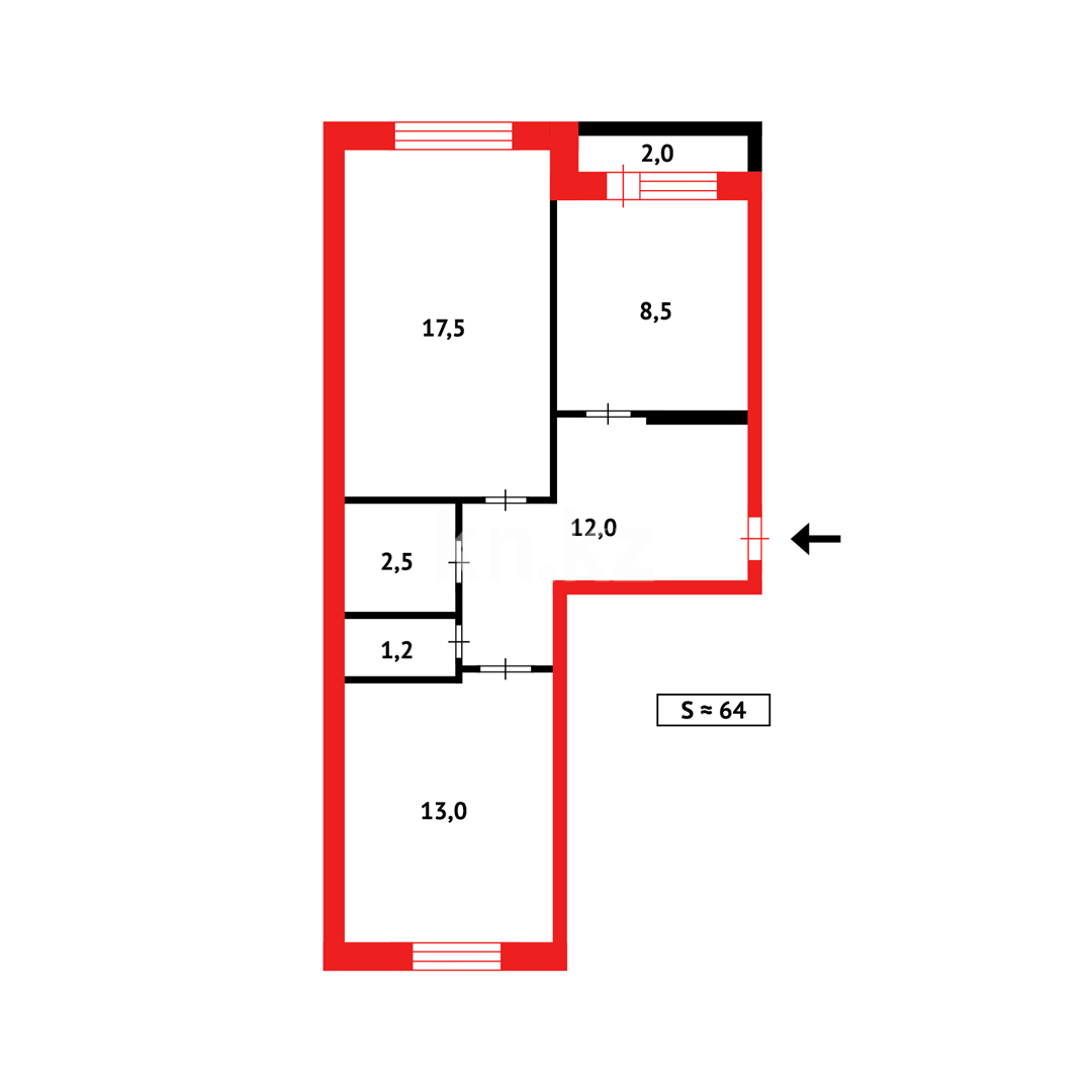 Продажа 2-комнатной квартиры, 56 м² - Недвижимость в Темиртау - страница 3 фото 17 из 17